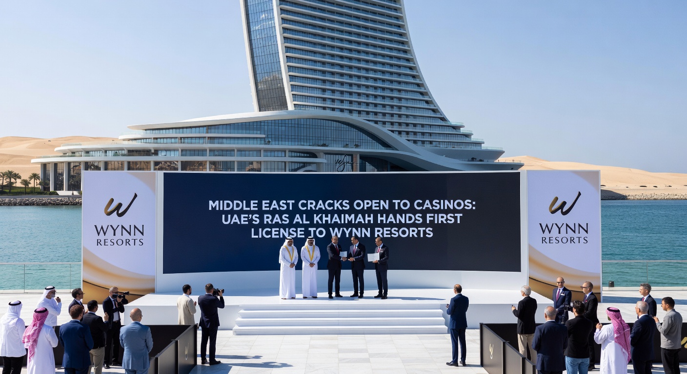 Rendering of Wynn Al Marjan Island resort interior, showcasing casino floor with luxurious gaming tables and vibrant lighting