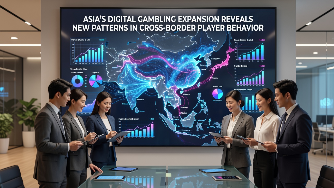 Analytics dashboard displaying cross-border gambling trends and player migration statistics across Asian markets