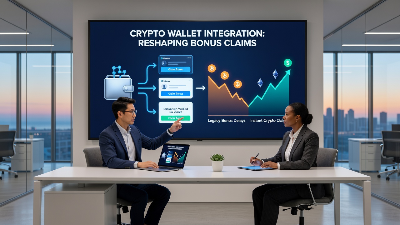 Offshore platform dashboard showing cryptocurrency wallet integration for bonus processing