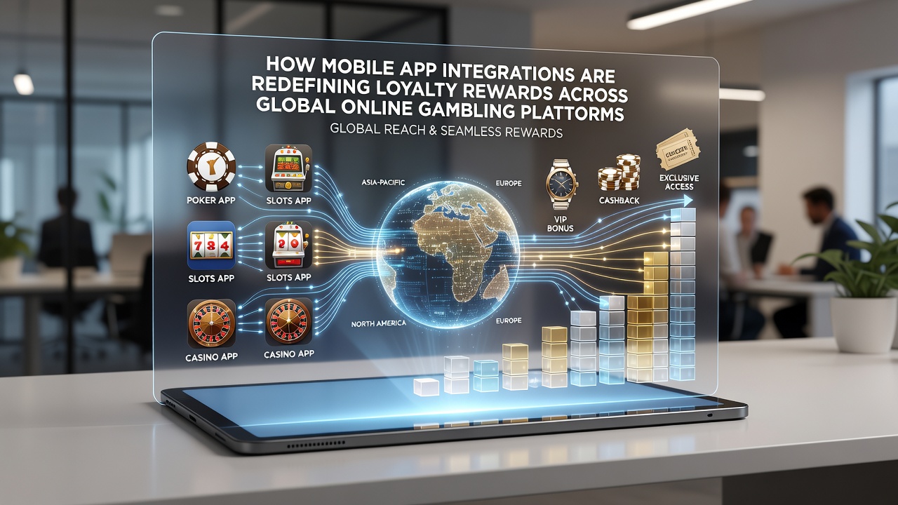 Player using mobile app to redeem loyalty rewards at a global online casino
