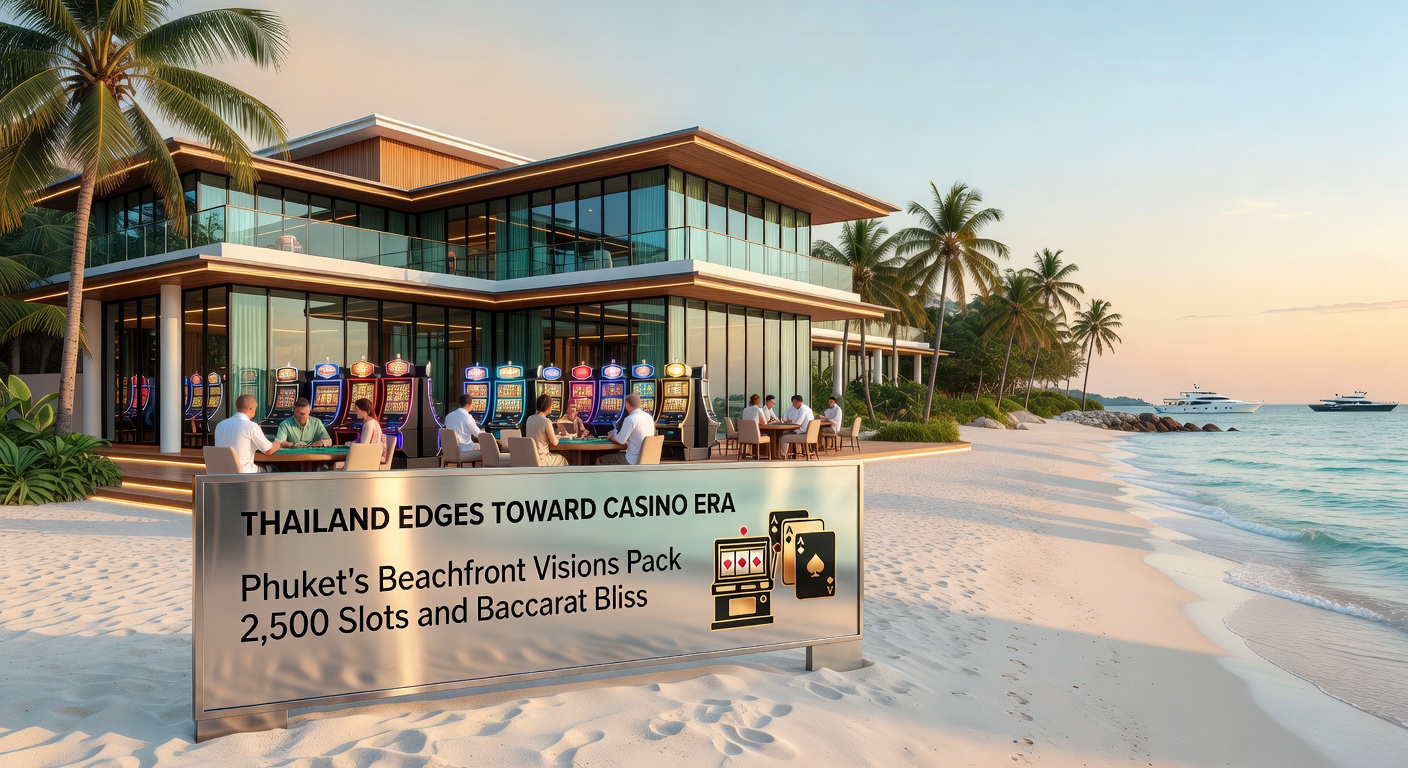 Vibrant aerial view of Phuket's pristine beachfront, hinting at future integrated resort developments with casinos